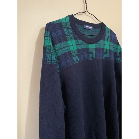 Saint James Sweater New Wool Navy Green Plaid Elbow Patches Men's  Size 48 - Picture 4 of 16